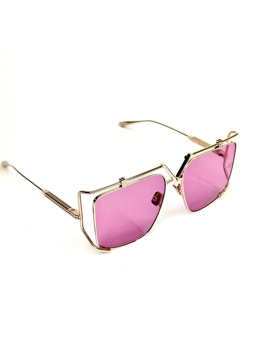 Valentino V-Light VLS 116C Gold Frame Sunglasses w/ Pink Lenses and Accessories